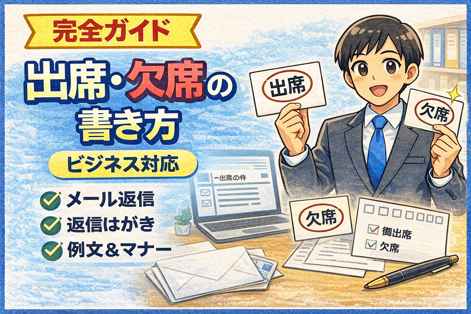 出席・欠席の書き方【ビジネス完全ガイド】メール返信・返信はがき・例文まで徹底解説 - オトクーポンナビ